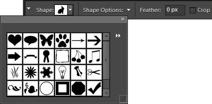 Using the Cookie Cutter tool The Cookie Cutter tool creates the same shapes as the Custom Shape tool, but is designed to crop a portion of a photograph in the selected shape.