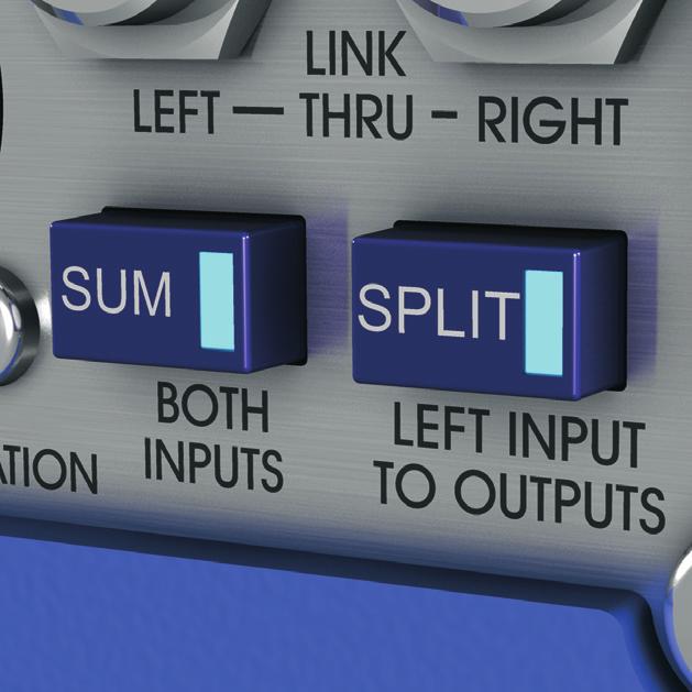 Input Summing and Output Splitting DN200 offers two flexible signal routing options, in Sum mode both inputs are summed at -6 db to maintain the overall signal level and are routed to the left output.