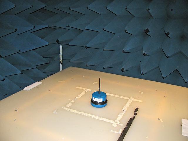 Fig. 7 - DRFS placed on the turntable in a 3m fully-anechoic chamber.