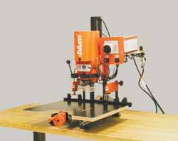 Machines MINIPRESS P - Deluxe boring and insertion machine Front adjustable boring distance with digital counter Pneumatic hold-down clamps Improved boring depth adjustment Improved