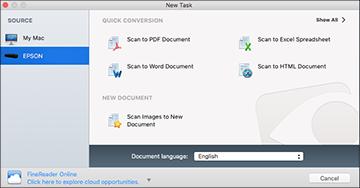 Your document is scanned and processed into editable text. The file is then saved and opened in an application associated with the file type you selected, if available on your system. 13.