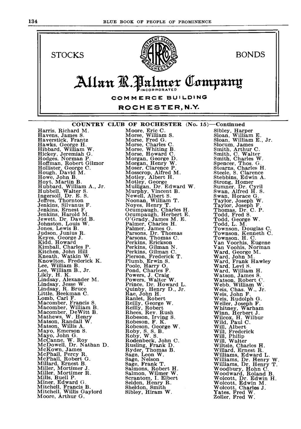 BLUE BOOK OF PEOPLE OF PROMINENCE STOCKS BONDS COUNTRY Harris, Richard M. Havens, James S. Haverstick, Frantz Hawks, George H. Hibbard, William W. Hickey, Jeremiah G. Hodges, Norman P.