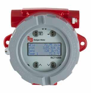 3 Coriolis RCT1000 mass flow meters Hazardous location transmitter The Badger Meter RCT1000 Coriolis mass flow meter identifies flow rate by directly measuring fluid mass over a wide range of