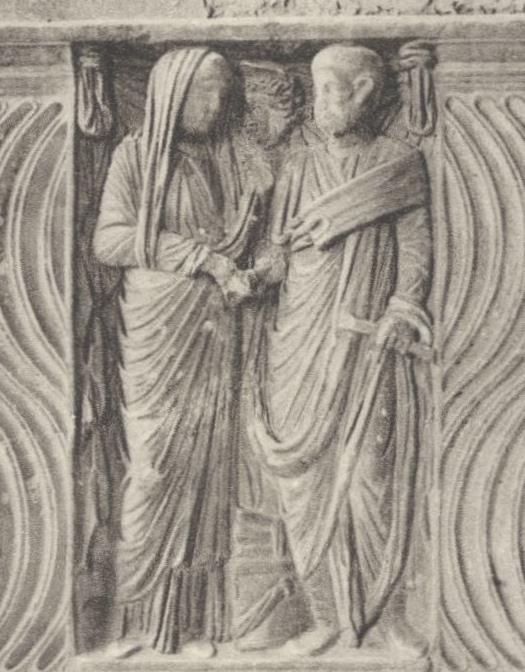 Egyptian origin (figure 5.16). The prophets hold their hands together in the gesture of the dextrarum iunctio.