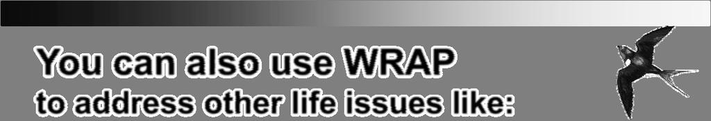 You can also use WRAP to address other life issues like: Chronic or acute illness Addictions Breaking bad habits Losing weight