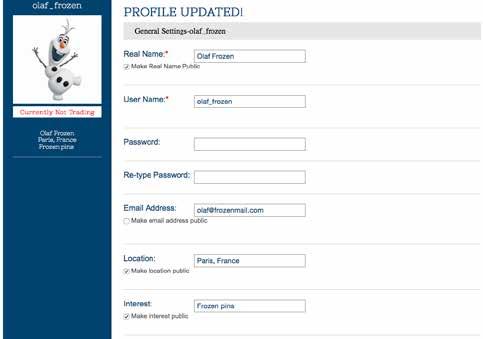 PinPics Quick Start Guide 7 As you scroll down the form, you ll notice four configuration options: Trade Assist, Member Status, Public Collection, and User Preferences.