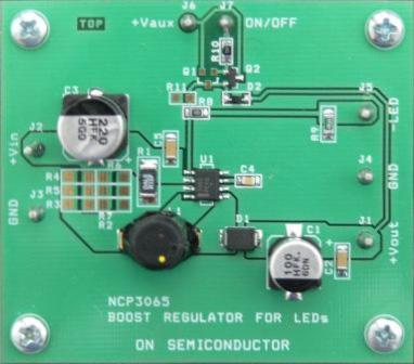 TEST PROCEDURE FOR THE NCP3065 BOOST EVALUATION BOARD REGULATED DC SUPPLY A V V ELECTRONIC LOAD A Figure 29.