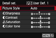 You can also adjust the parameters of a Picture Style that has been registered to the camera with EOS Utility (provided software, p.456).