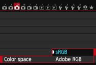 3 Setting the Color SpaceN The range of reproducible colors is called the color space. With this camera, you can set the color space for captured images to srgb or Adobe RGB.