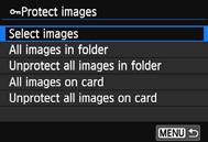 Image protect icon 3 Protect the image. Turn the <5> dial to select the image to be protected, then press <0>.