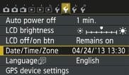 3 Setting the Date, Time, and Zone When you turn on the power for the first time or if the date/time/zone have been reset, the date/time/zone setting screen will appear.