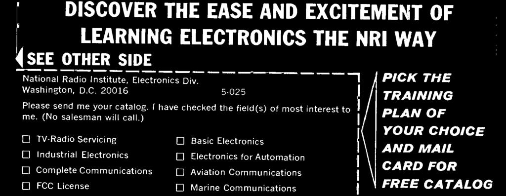 Electronics subjects. Check the postage-free card below, fill in and mail.