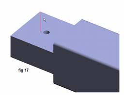 28. Select the top edge of the compass leg handle section as shown in (fig 17). 29. Round this edge with an R.