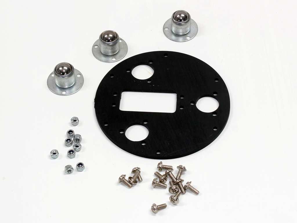 Now take a circle plate with holes for servo and castor wheels, 9