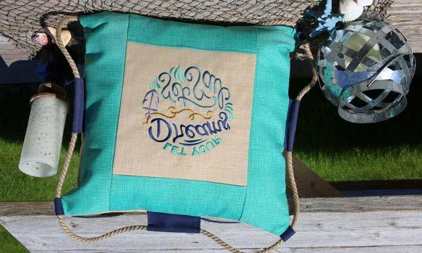 Nautical Patio Pillow Decorate your beach getaway or backyard patio with this stylish nautical pillow.