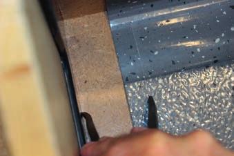 4. Place the cut side of the stairtread against the chosen edge