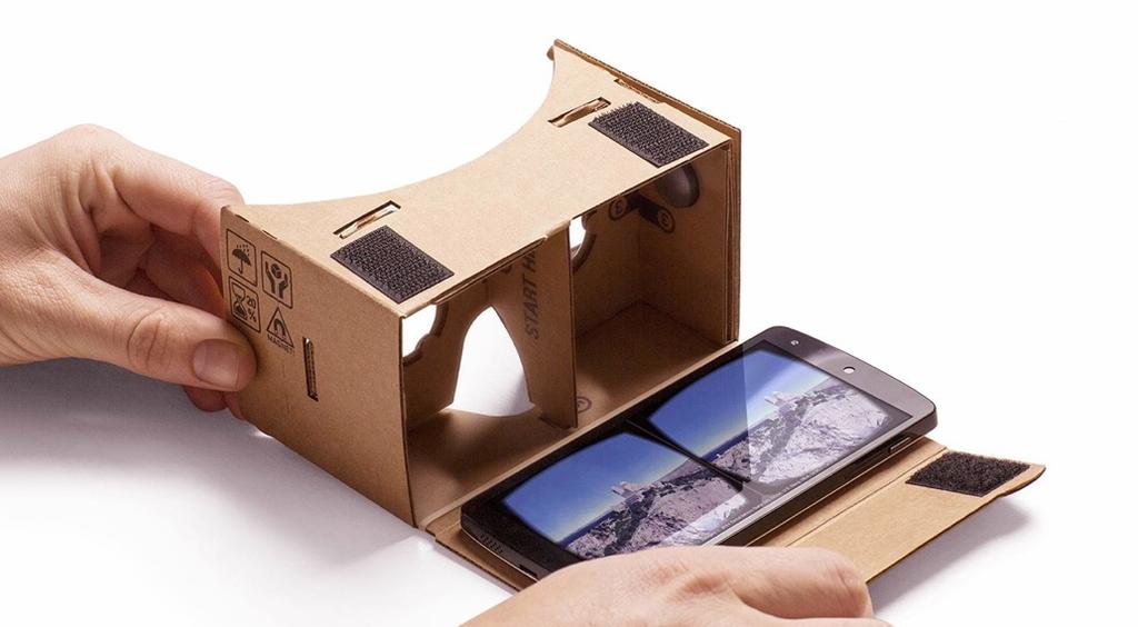 Google Cardboard Use mobile phone display inside inexpensive headset with