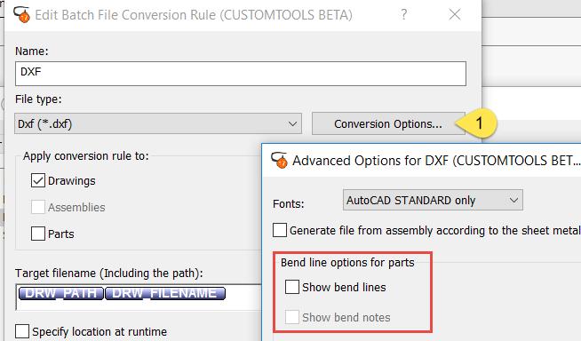 2. Bend note format: Configure what attributes will be used in the note and how they will be display, 3. List of attributes available to customize the bend note.