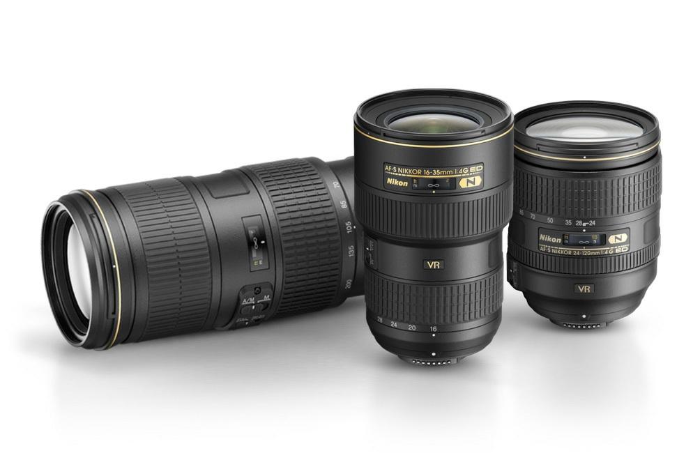 Nikon f/4 zoom lenses (l. to r.) AF-S NIKKOR 70-200mm f/4g ED VR, AF-S NIKKOR 16-35mm f/4g ED VR and AF-S NIKKOR 24-120mm f/4g ED VR.