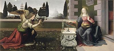 Below is a painting of the Annunciation, a painting Leonardo completed when he was only 21 years