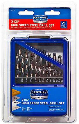 Drill Bits Designed for general purpose use in wood plastic plaster and soft metal Premium high speed steel and duotone finish for fast chip removal 21 piece set includes drill bits measuring