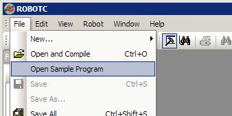 4. Go to File and select Open Sample Program to open a ROBOTC sample