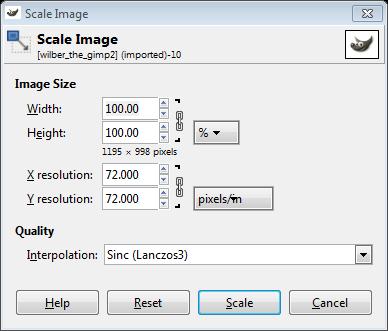 Scaling Images GIMP can be used to scale the size of your image Image > Scale