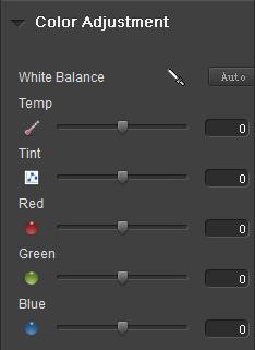 temp, tint etc for color and light controls.