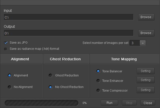 3. Batch Processing 3.1 Batch merging bracketed photos into HDR images If you have a large amount of photos to be processed, you can use our batch processing mode.