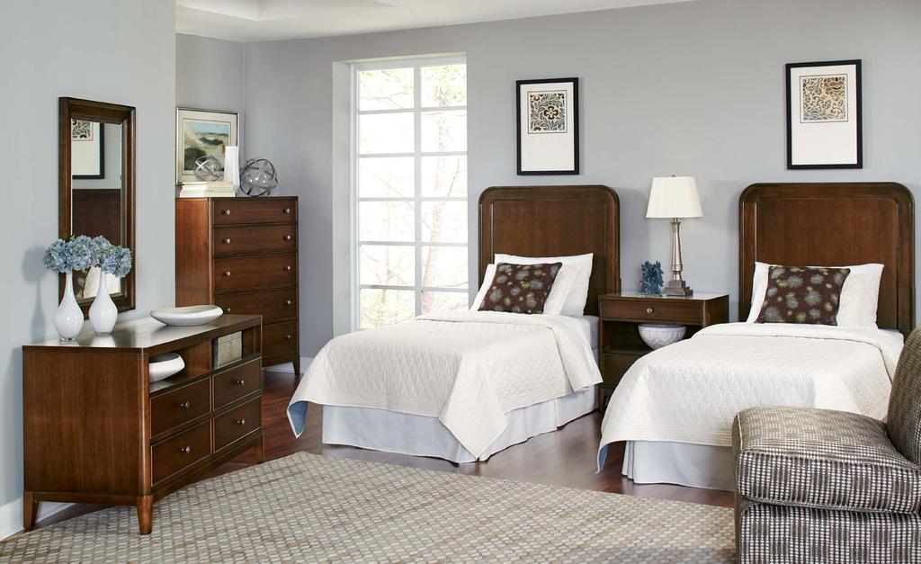 GUEST BEDROOM 1 Color Scheme: Warm Taupe (Qty. 260-312 2) 260-313 Queen Headboard Twin Headboard (Qty. 260-201 1) 260-240 Media Dresser/Plasma Chest of Drawers Credenza (Qty.