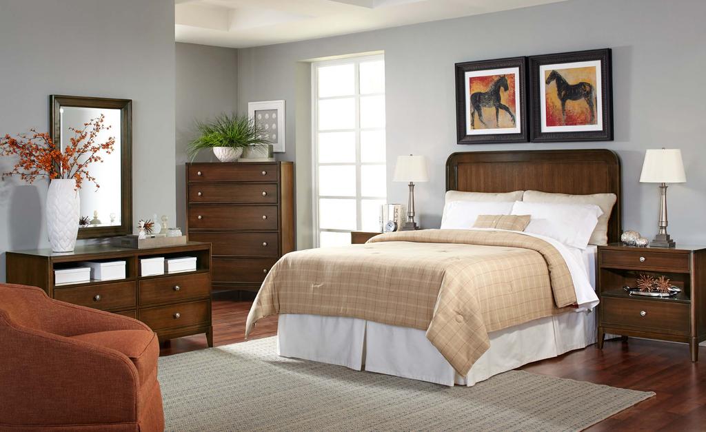 MASTER BEDROOM B/C Color Scheme: Warm Rust (Qty. 1) 260-312 Queen Headboard (Qty. 1) 260-240 Chest of Drawers (Qty.