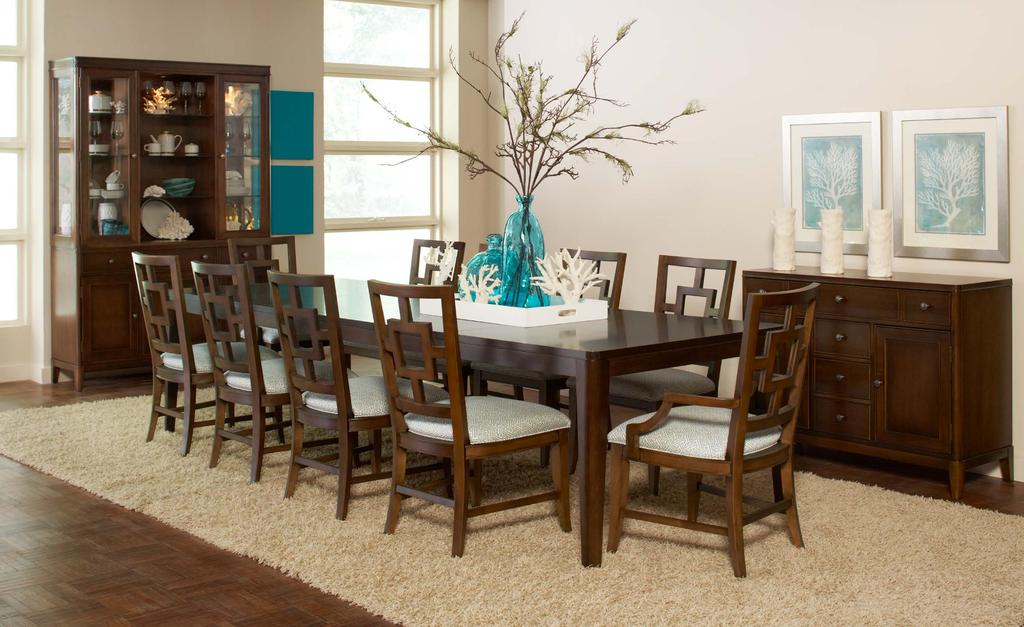 DINING ROOM C Color Scheme: Teal (Qty. 1) 260-660 Rectangular Dining Table (Qty. 2) 260-720 Arm Dining Chair (Qty. 8) 260-721 Side Dining Chair (Qty.