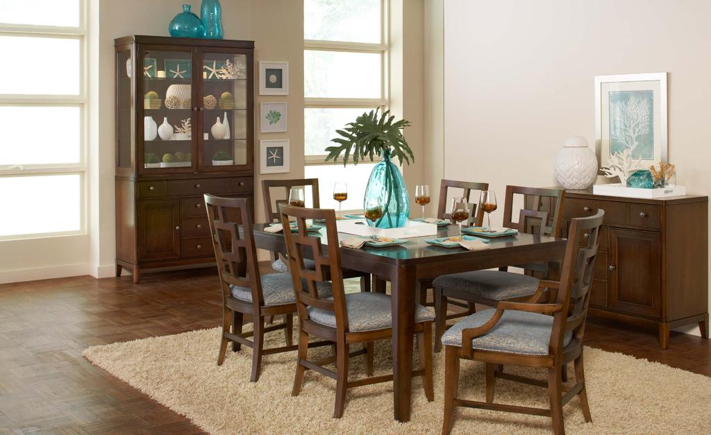 DINING ROOM B Color Scheme: Deep Blue (Qty. 1) 260-661 Rectangular Dining Table (Qty. 2) 260-720 Arm Dining Chair (Qty. 6) 260-721 Side Dining Chair (Qty.
