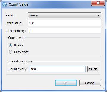 Figure 10. Options available for for the Count Value tool.