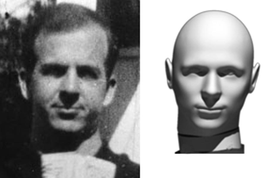 1734 Last but not least Figure 3. Oswald's head and the 3-D modelöthe shadows under the nose, eyes, lower lip, and neck are well matched. Figure 4.