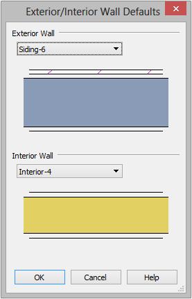 Setting Defaults Wall Defaults The Wall Defaults dialog let you specify the thickness, materials, and other characteristics of the walls that are drawn by each of the Wall Tools.