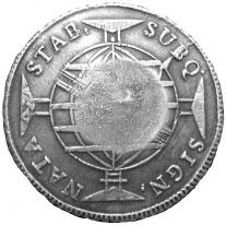 There is no doubt that the merchant countermark was applied after the Brazilian coin was over-struck on a Spanish 8 reales coin.