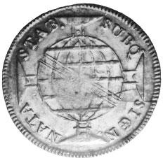 This coin is unlikely to have been used in trade. 13) Thistle Bank around 4/9 with no thistle design on the reverse on or under the obverse of a Brazilian 960 reis of 1814, mint mark B (Bahia) (Fig.