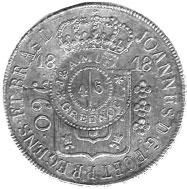 A POOR HOST 185 14 15) Two J & A. Muir * Greenock.* around 4/6 countermarks on the obverse of Brazilian 960 reis of 1818, mint mark R (Rio de Janeiro) (Fig. 12 a b). a Fig.