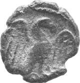 The reverse of one of the issues by Cunobelinus depicts a sow sitting on its haunches and facing to the right while some sort of tree emerges from behind the