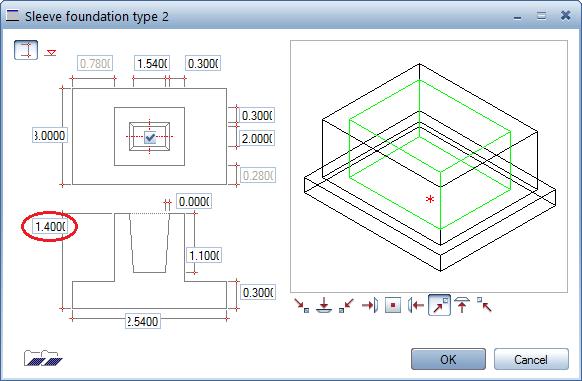 96 Exercise 2: Elevator Shaft Allplan 2018 3 The Select Component dialog box opens. Select Sleeve foundation type 2. 4 Select the Place sleeve on foundation axis check box.