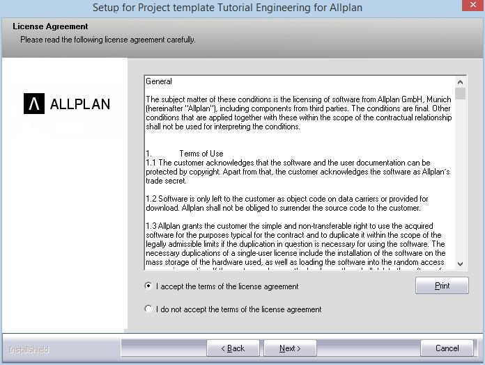 8 installing the project template Allplan 2018 installing the project template After having installed and configured Allplan 2018, you can install the Engineering Tutorial project template (with or