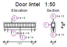 Engineering Tutorial Unit 4: Reinforcement Drawing 189 Task 1: designing a reinforced door lintel First, you will use the tools in the Draft module to create an elevation view and a section view as
