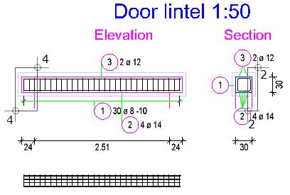 Engineering Tutorial Unit 4: Reinforcement Drawing 207 Next, you will modify the clear dimensions of the door opening and the width of the door lintel.