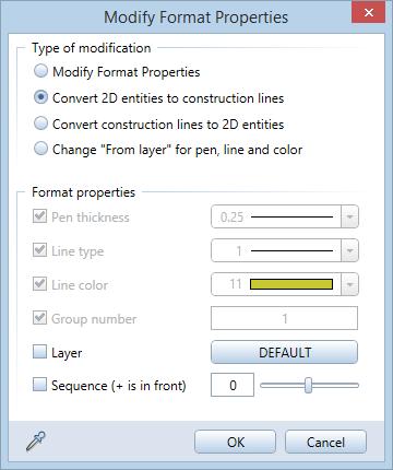226 Exercise 6: 2D Slab without a 3D Model (Method 3) Allplan 2018 4 Click Modify Format Properties (Actionbar - Change task area), select the Convert 2D entities