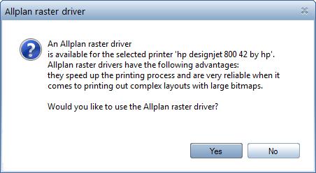 272 Exercise 9: Assembling and Printing Layouts Allplan 2018 3 Depending on the selected output device, you can use Allplan raster drivers.