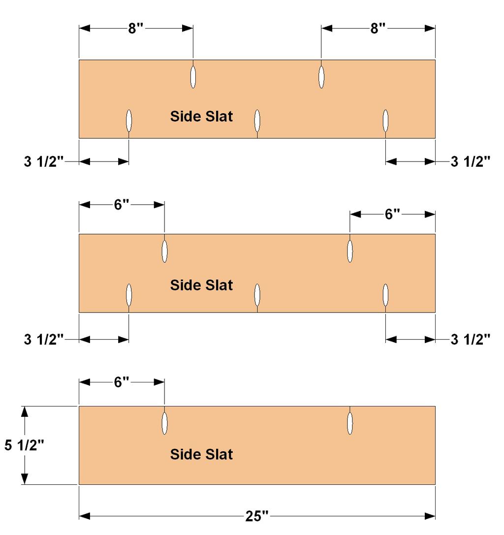 Step 1: Using a miter saw, or a circular saw and a square-cutting guide, cut six Side Slats () to length from 1x6 boards, as shown in the cutting diagram.