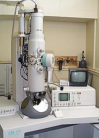 Transmission electron microscope The electrons because of their wave nature can be reflected, refracted and focussed to form an image.