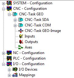 The logical CNC axes can now be added below the Axes icon. Right-click on Axes within the axis configuration. Select Append Axis. Select the axis type from the list.