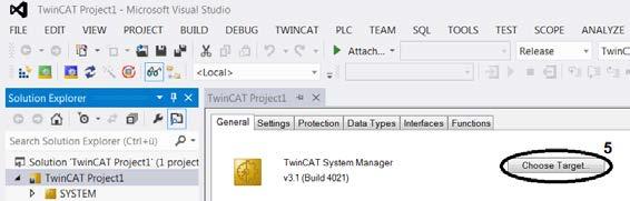 Advanced system characteristics Select target system Target system available in selection list In order to control your drive with TwinCAT, the software needs to communicate with the hardware.